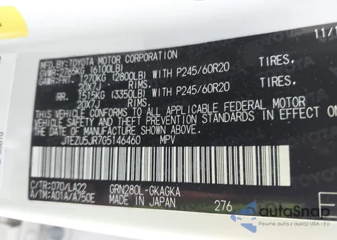 2016 Toyota 4Runner Limited z USA, uszkodzony, nr VIN JTEZU5JR7G5146460